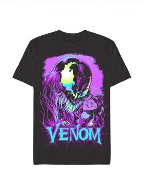 Marvel Venom Men's Medium Graphic T Shirt Black Purple Short Sleeve New